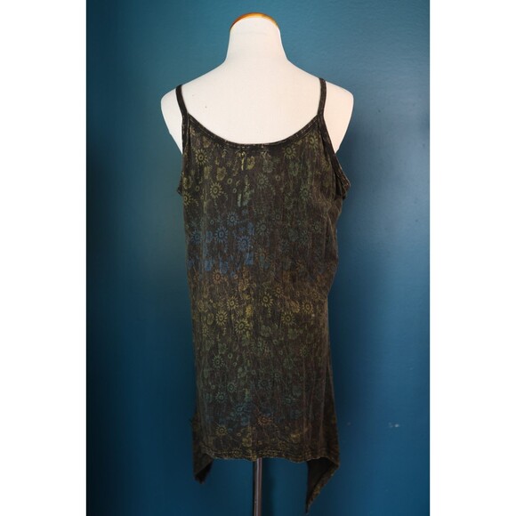 Women’s Asymmetrical Tank Top Embroidered Floral Patches Hippie Boho Beachy - Picture 10 of 12